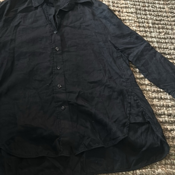 COS 100% Linen Black Button Down Blouse Size 34 - Picture 7 of 10